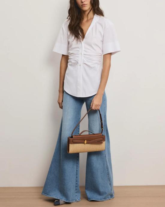  베로니카비어드 블라우스 베로니카 비어드 데브라 반팔 티셔츠 화이트 - VERONICA BEARD