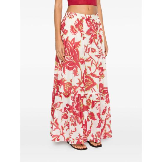  에트로 롱 스커트 화이트/레드 - ETRO