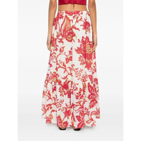  에트로 롱 스커트 화이트/레드 - ETRO