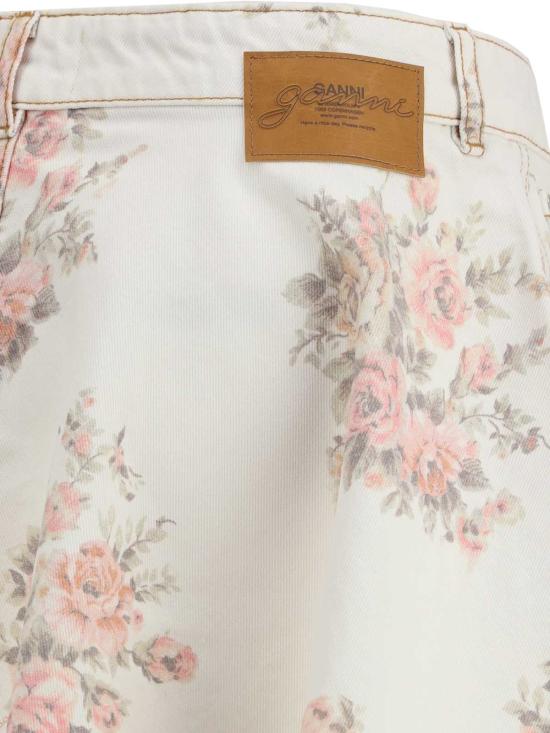  가니 데님 스커트 데님 미니스커트 플로럴 프린트 - GANNI