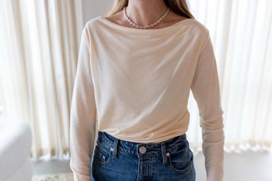  하우스 오브 다그마르 긴팔 티셔츠 하우스 오브 다그마 긴팔 스퀘어넥 탑 크림 화이트 - HOUSE OF DAGMAR