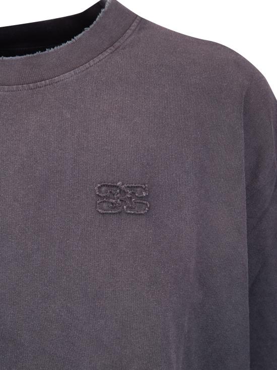 26SS 가니 헤비 코튼 저지 롱슬리브 위시드 이펙트 티셔츠 A1050044 252 PHANTOM - GANNI