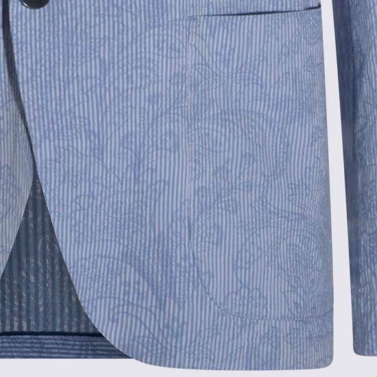  에트로 수트 자켓 라이트 블루 코튼 블레이저 블루 - ETRO
