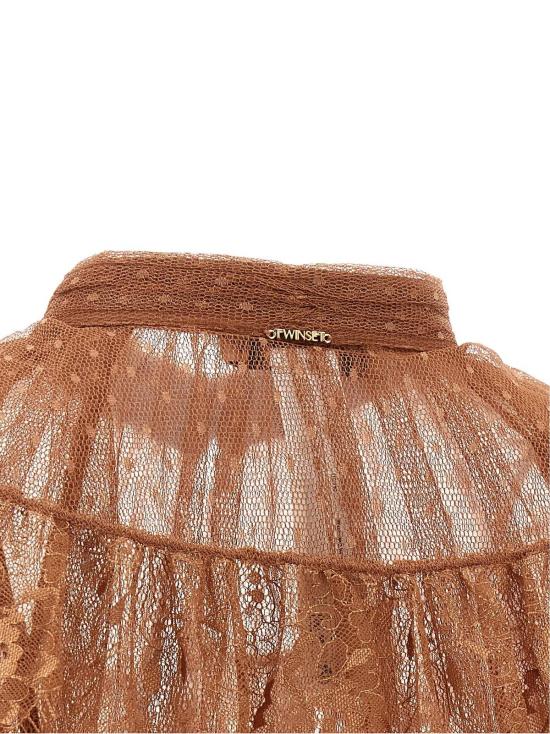  트윈셋 블라우스 튤 플루메티스  브라운 - TWINSET