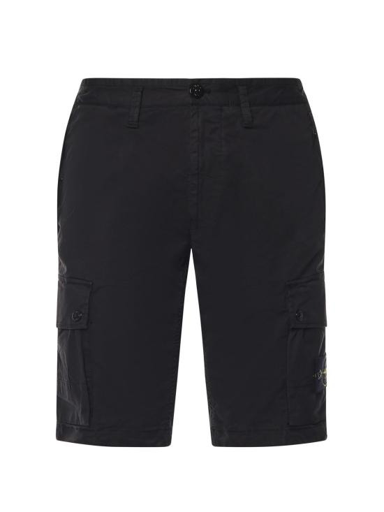  스톤 아일랜드 숏팬츠 코튼 트윌 카고 반바지 블랙