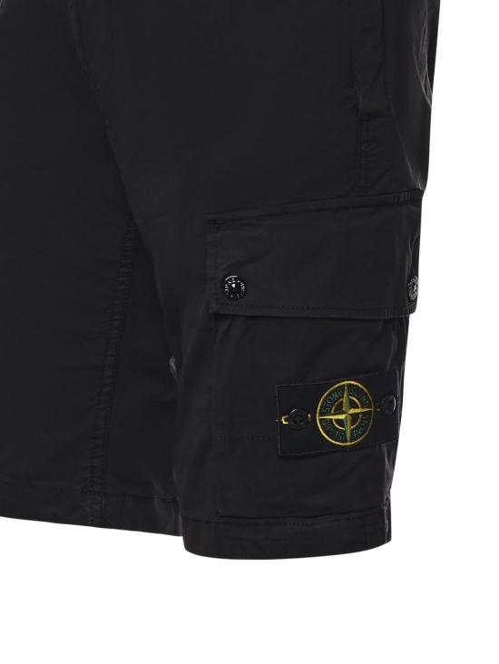  스톤 아일랜드 숏팬츠 코튼 트윌 카고 반바지 블랙 - STONE ISLAND