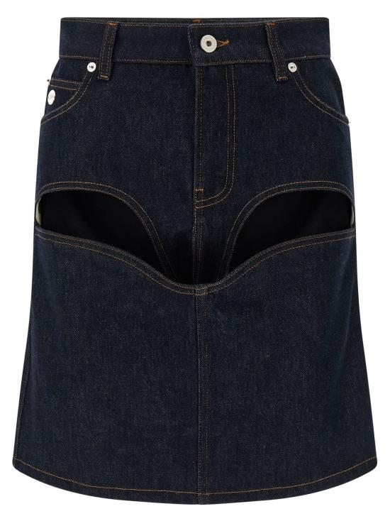  장 폴 고티에 데님 스커트 데님 미니 스커트 (컷과 턴업 디자인) 블루