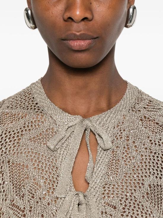  파비아나 필리피 가디건 Fabiana Filippi 오픈워크 카디건 카키 - FABIANA FILIPPI