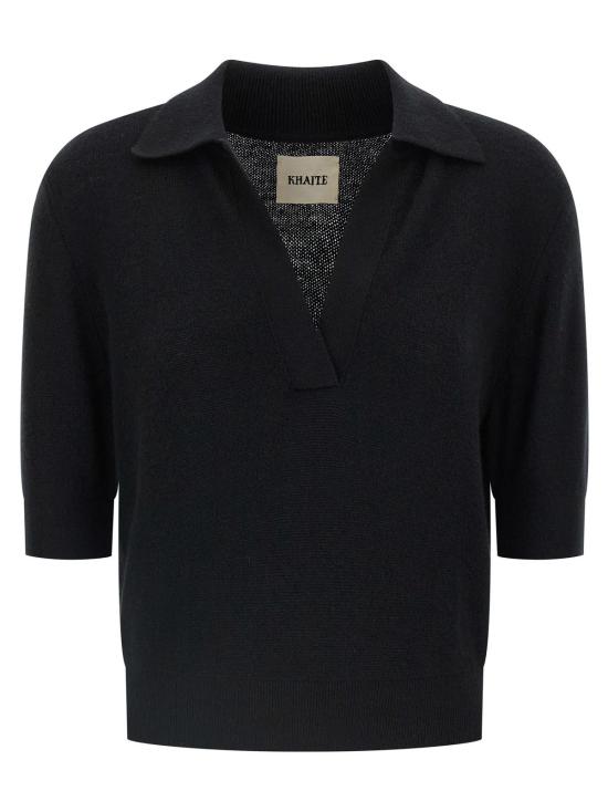  케이트 긴팔 티셔츠 Khaite Shrunken 조 폴로 셔츠 블랙