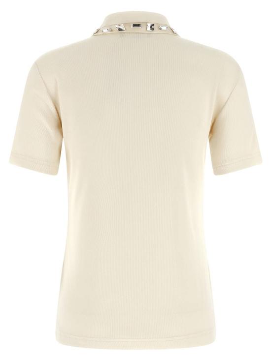  파비아나 필리피 반팔 티셔츠 Fabiana Filippi 크리스탈 칼라 폴로셔츠 베이지 - FABIANA FILIPPI