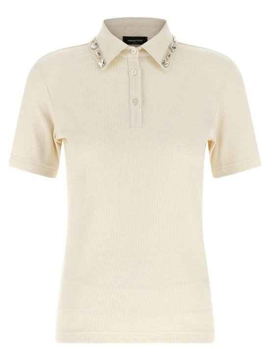  파비아나 필리피 반팔 티셔츠 Fabiana Filippi 크리스탈 칼라 폴로셔츠 베이지
