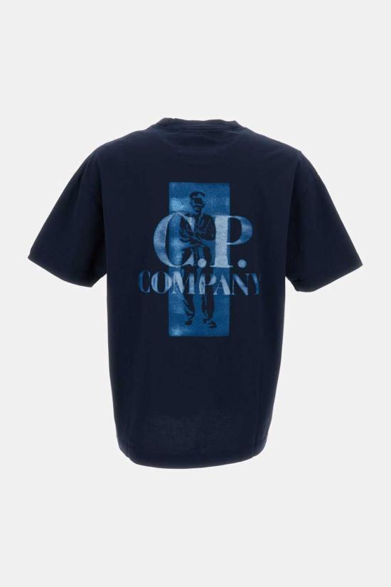  씨피 컴퍼니 반팔 티셔츠 C.P. 컴퍼니 저지 컴포트 로고 티셔츠 (블루) - C.P. COMPANY