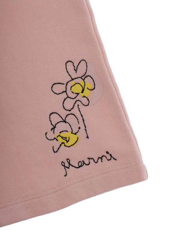  [키즈] 마르니 쇼츠/버뮤다 앞면에 자수 로고가 새겨진  키즈 반바지 (코튼 소재, 핑크색) - MARNI