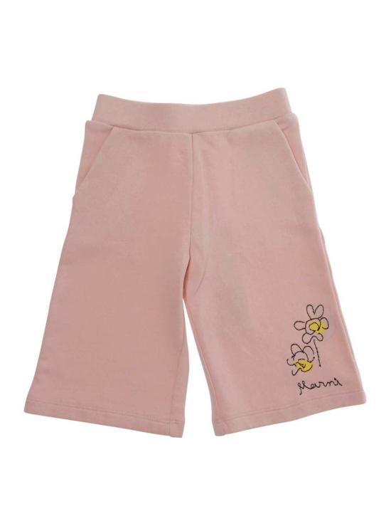  [키즈] 마르니 쇼츠/버뮤다 앞면에 자수 로고가 새겨진  키즈 반바지 (코튼 소재, 핑크색)