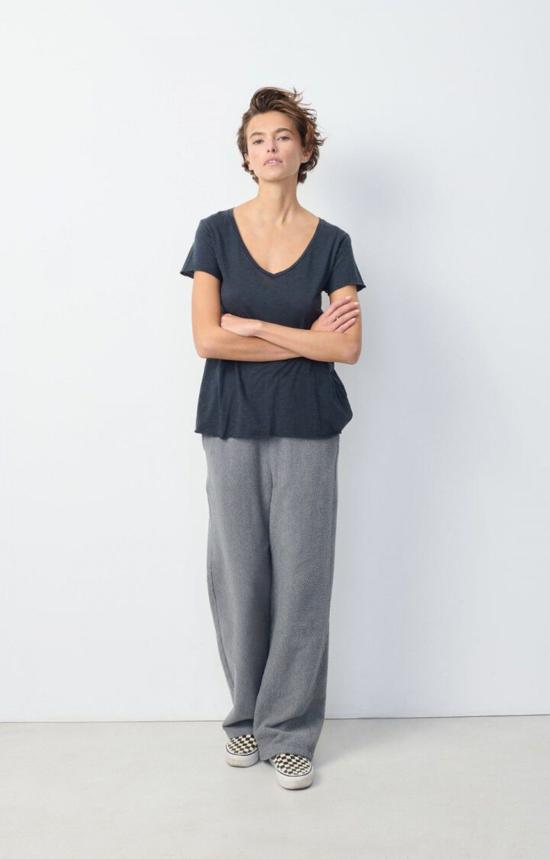  아메리칸 빈티지 반팔 티셔츠 잭슨빌 반팔 브이넥 티셔츠 네이비 - AMERICAN VINTAGE