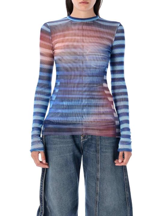  장 폴 고티에 긴팔 티셔츠 에어 탑 탑 라이트 블루 피치