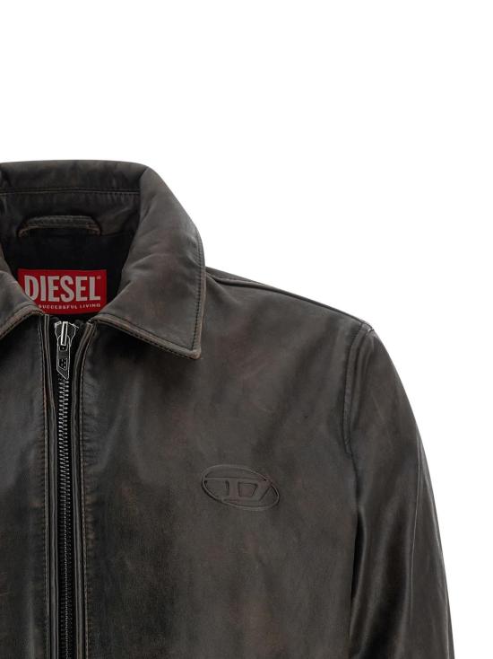  디젤 가죽 자켓 Diesel L Amar Wrd 재킷 브라운 - DIESEL