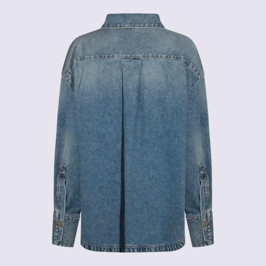  디 아티코 데님 셔츠 아티코 블루 코튼 셔츠 블루 - THE ATTICO