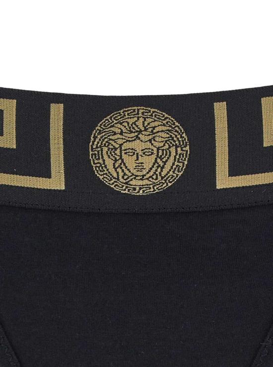  베르사체 팬티 그레카와 메두사 디테일 스트레치 코튼 블랙 언더웨어 - VERSACE