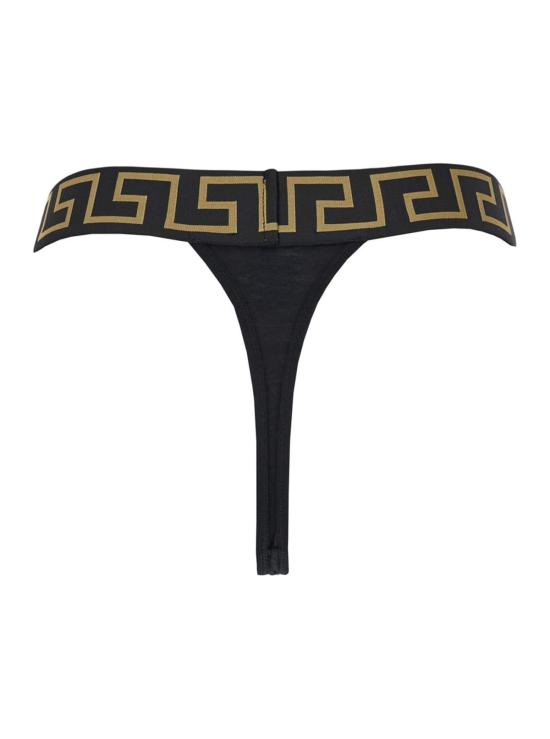  베르사체 팬티 그레카와 메두사 디테일 스트레치 코튼 블랙 언더웨어 - VERSACE