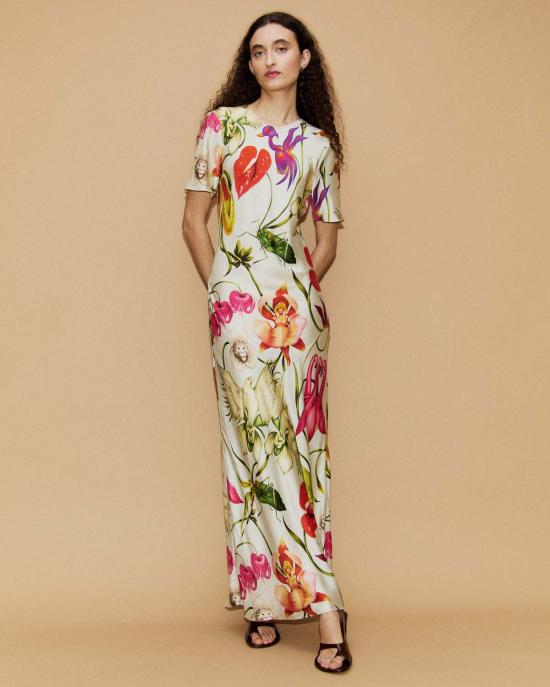  실크 런드리 롱 원피스