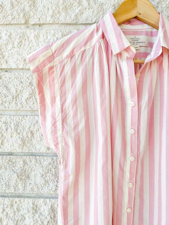  트로바타 블라우스 Trovata Della 셔츠 핑크 스트라이프 - TROVATA