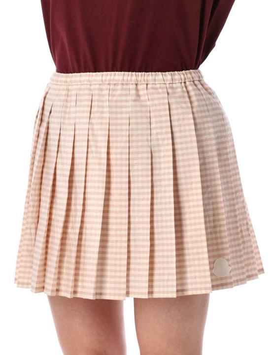  몽클레어 숏 스커트 몽클레르 비쉬 코튼 블렌드 플리츠 미니 스커트 라이트 핑크 - MONCLER