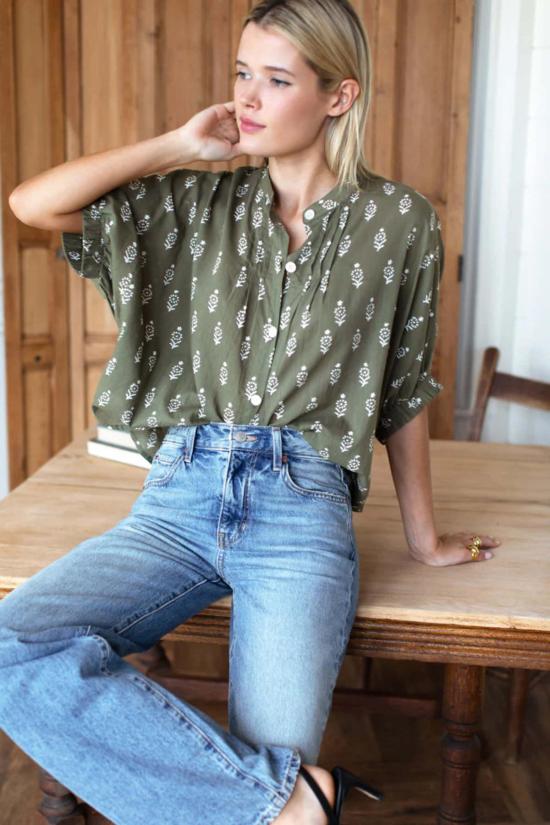  에머슨 프라이 블라우스 만다린 칼라 탑 - EMERSON FRY