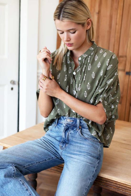  에머슨 프라이 블라우스 만다린 칼라 탑 - EMERSON FRY