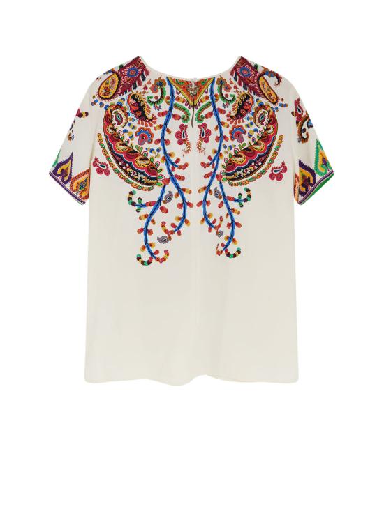  에트로 반팔 티셔츠 실크 티셔츠 멀티컬러 - ETRO