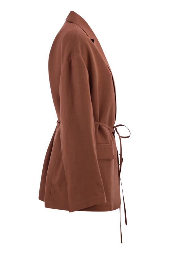 26SS 브루넬로 쿠치넬리 모닐리 비스코스 & 리넨 플루이드 트윌 블레이저 MH1267591 C4182 BROWN - BRUNELLO CUCINELLI