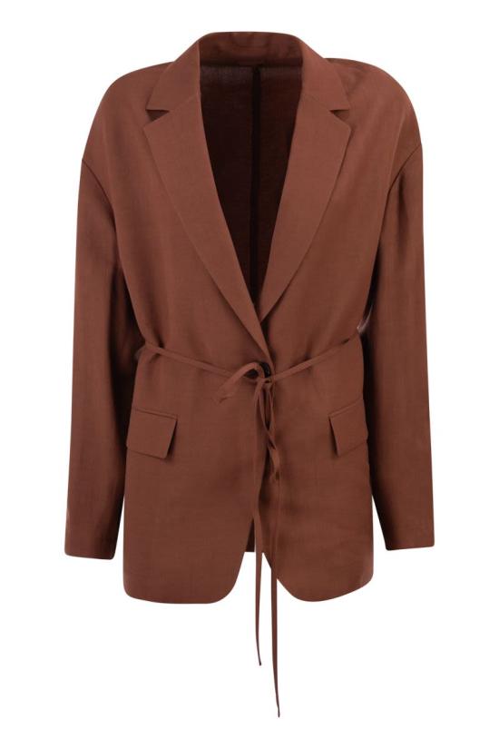 26SS 브루넬로 쿠치넬리 모닐리 비스코스 & 리넨 플루이드 트윌 블레이저 MH1267591 C4182 BROWN