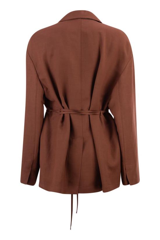 26SS 브루넬로 쿠치넬리 모닐리 비스코스 & 리넨 플루이드 트윌 블레이저 MH1267591 C4182 BROWN - BRUNELLO CUCINELLI