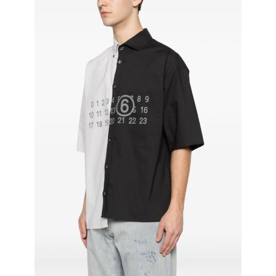  MM6 메종마르지엘라 반팔 셔츠 Mm6 메종 마르지엘라  화이트/블랙 - MM6 MAISON MARGIELA