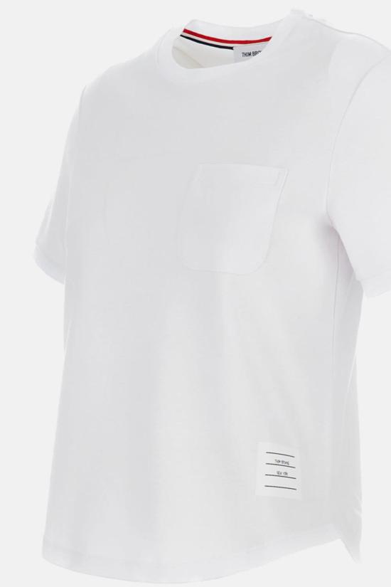  톰브라운 반팔 티셔츠 톰 브라운 코튼 밀라노 포켓 티셔츠 화이트 - THOM BROWNE