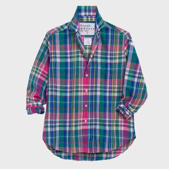  프랭크 앤 에일린 셔츠 프랭크 & 아일린 배리 맞춤형 버튼업 셔츠, 녹색/보라색/오렌지색 체크무늬 - FRANK & EILEEN