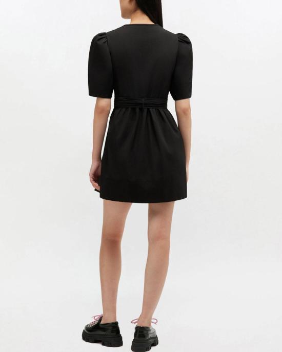  가니 숏 원피스 스트레치 코튼 미니 타이 스트랩 드레스 블랙 - GANNI