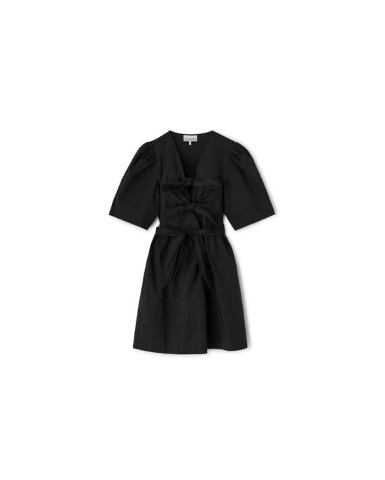  가니 숏 원피스 스트레치 코튼 미니 타이 스트랩 드레스 블랙