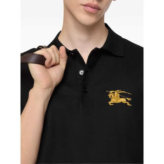  버버리 폴로 티셔츠 승마 기사 로고 폴로 셔츠 블랙 - BURBERRY