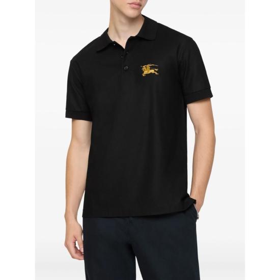  버버리 폴로 티셔츠 승마 기사 로고 폴로 셔츠 블랙 - BURBERRY