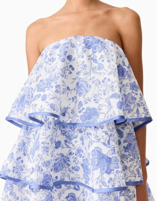  엘리아트 숏 원피스 엘리엇 엘린 스트랩리스 프릴 미니 드레스 화이트/블루 - ELLIATT