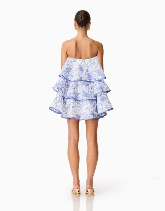  Elliatt 숏 원피스 엘리엇 엘린 스트랩리스 프릴 미니 드레스 화이트/블루 - OTHER BRANDS