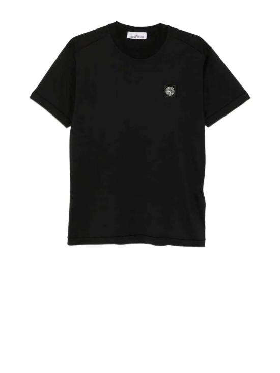  스톤 아일랜드 반팔 티셔츠 티셔츠 및 폴로셔츠 블랙