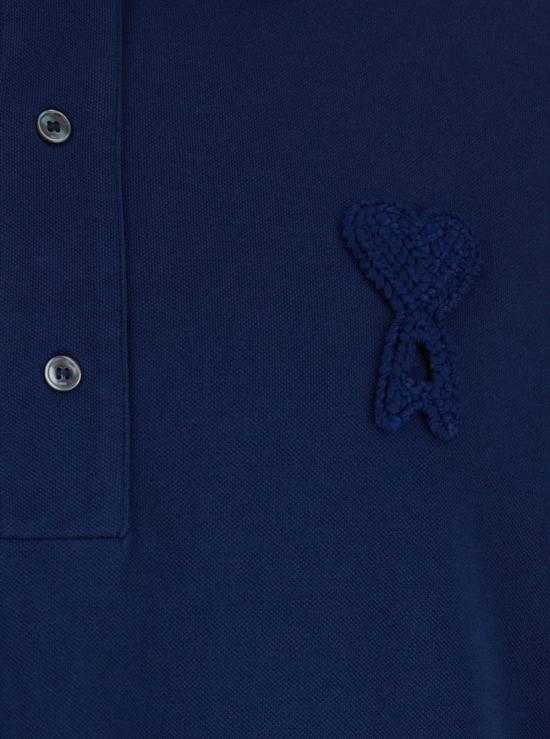  아미 폴로 티셔츠 알렉상드르 마티우시 ADC 패치 로고 폴로 셔츠 블루 - AMI