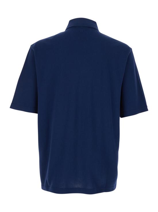  아미 폴로 티셔츠 알렉상드르 마티우시 ADC 패치 로고 폴로 셔츠 블루 - AMI