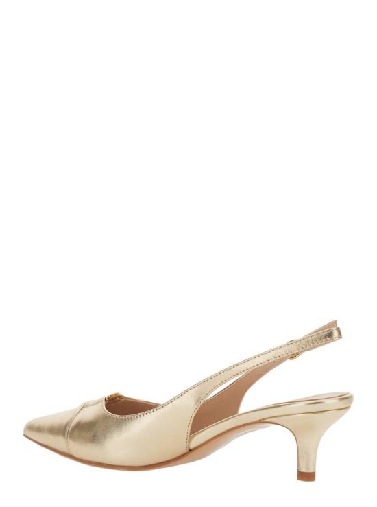  트윈셋 힐/펌프스 골드 컬러 포인티드 토 패브릭 펌프스 메탈릭 - TWINSET