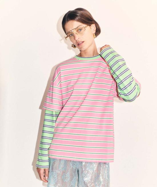  블랑카 긴팔 티셔츠 파로 티 핑크