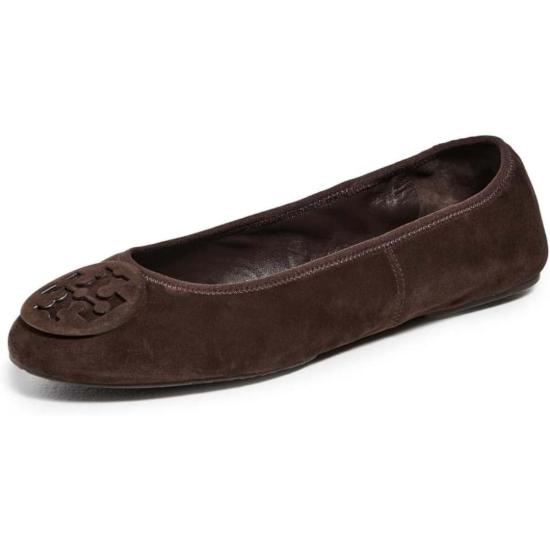  토리버치 플랫 슈즈 레바 나파 가죽 발레 플랫 월넛