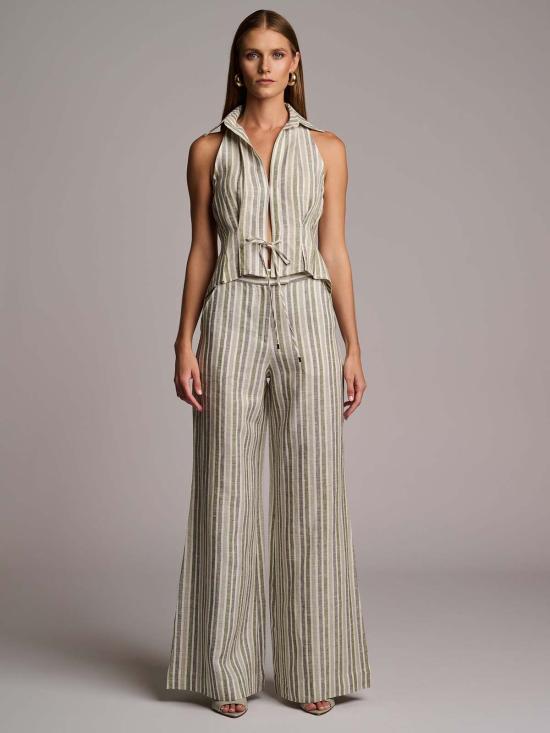  헤브론 크롭 팬츠 카프리 팬츠 세이지 스트라이프 - HEVRON