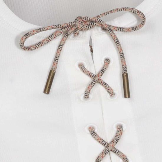  버버리 민소매 티셔츠 화이트 코튼 탱크탑 초크 - BURBERRY